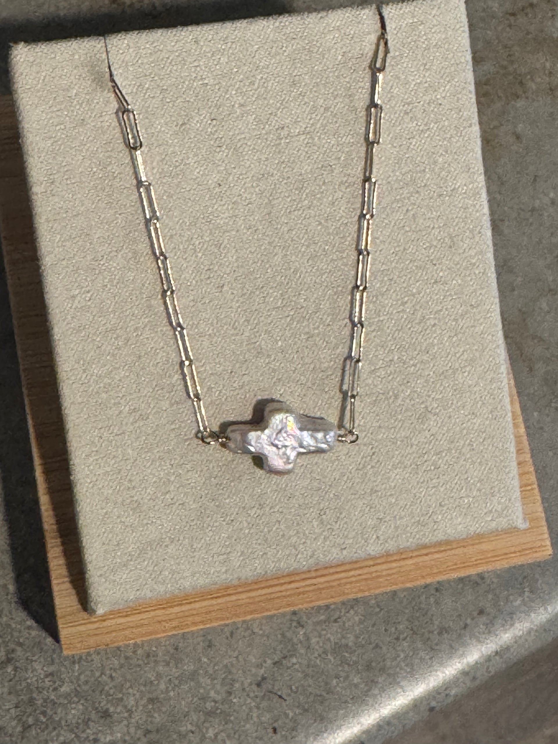 Paper Clip Cross Pearl Necklace – Kiki's Closet